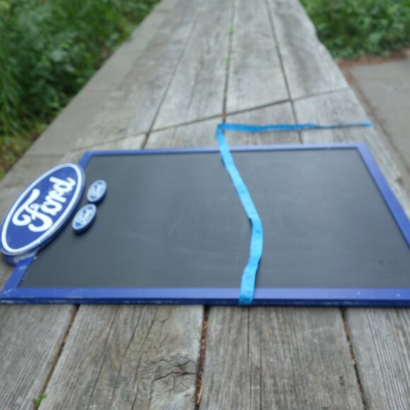 Ford Motor Company Blue Wood Border Chalk Board with Two Ford Oval Magnets - Picture 9 of 15